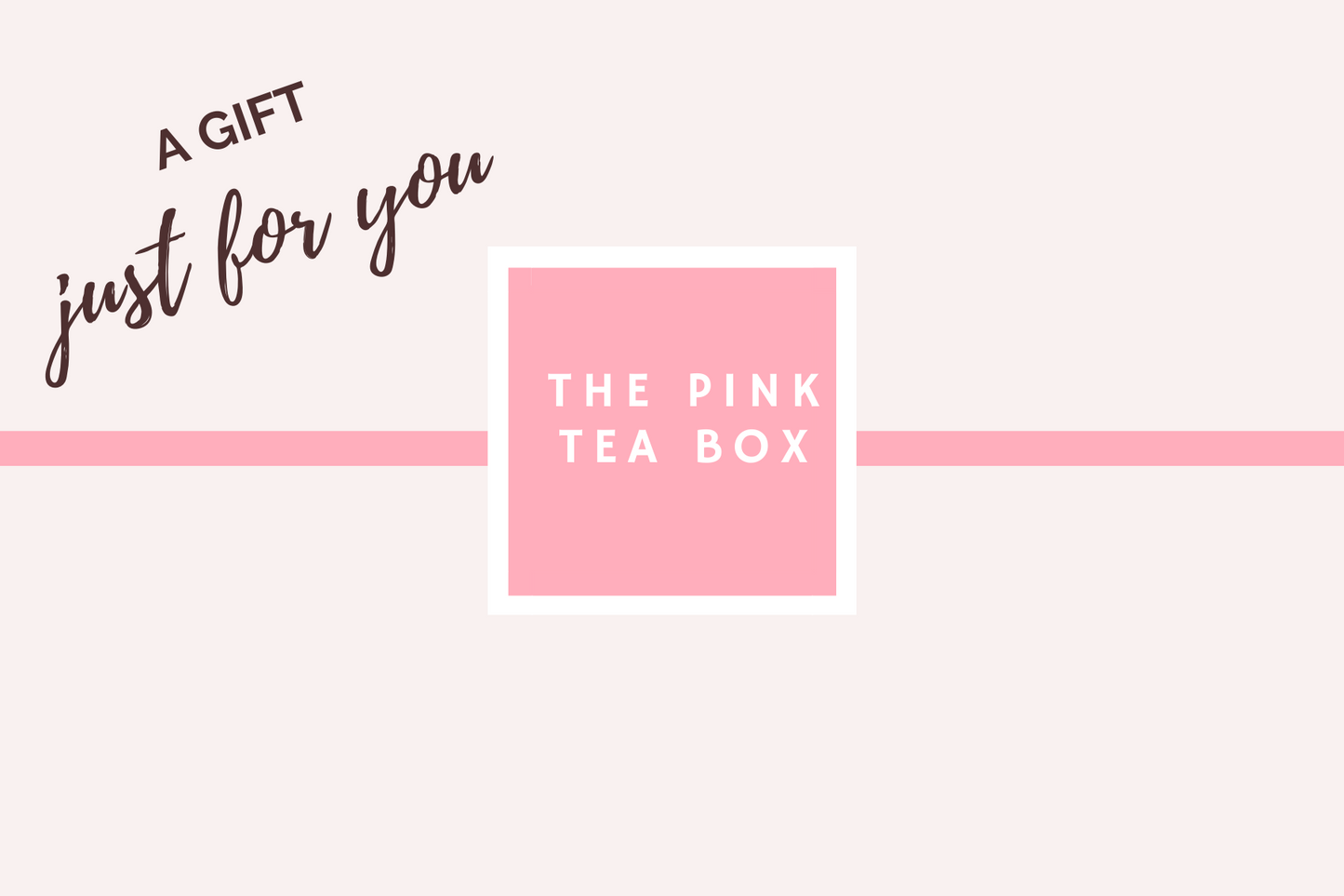The Pink Tea Box GIft Voucher, pale pink background with Pink Tea Box Logo