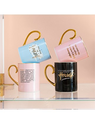 The 'Words of Wisdom' Collection features positive affirmations to inspire happiness, wellbeing and a little magic in your life. Trimmed in elegant 24ct gold and made from the finest quality New Bone China